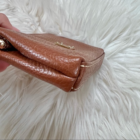 DOONEY & BOURKE Pebbled LEATHER Large Framed KISS LOCK COIN Purse TAN BROWN - Picture 8 of 8